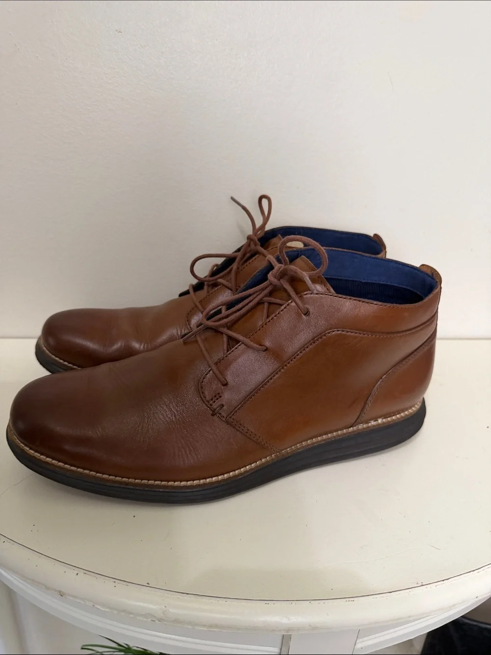 (S- ) Cole Haan Grand OS Men's Tan Brown Leather Chukka Boots, Size: 10.5